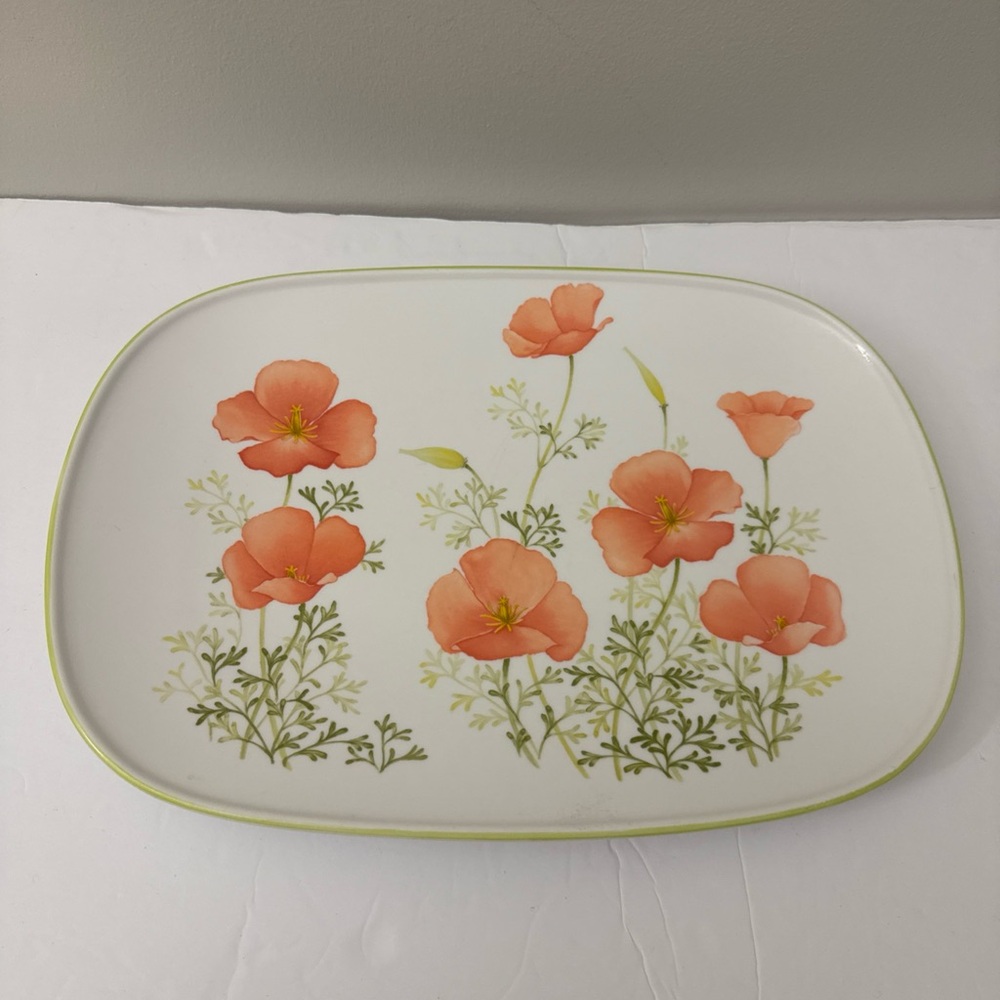 NORITAKE CHINA PROGRESSION BRIGHT SIDE 9079 Platter Made in Japan.  Poppies.